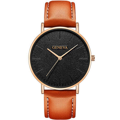 

2018 GENEVA Watch Men Womens PU Leather Band Stainless Steel Analog Quartz Wristwatch Lady Female Brown Watches Reloj Mujer