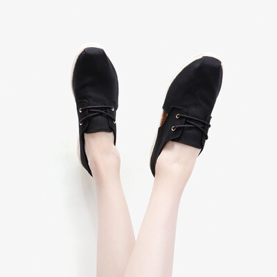 

JO&MARIO solid color flat bottom fashion hemp set foot comfortable breathable canvas casual shoes womens shoes 14628