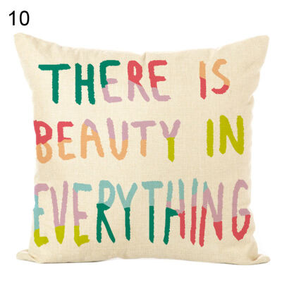 

Words Printed Soft Linen Throw Pillow Case Cushion Cover Sofa Bed Car Home Decor