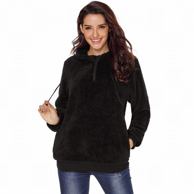 

Plush womens sweatshirt hood velvet loose long-sleeved hooded warm womens sweatshirt
