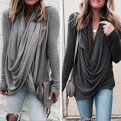 

Women&39s Winter Loose Long Sleeve Irregular Casual T Shirt Tunic Tops Fashion Blouse