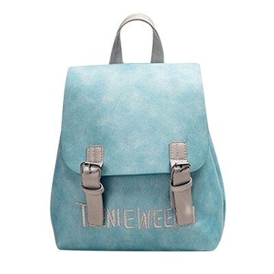 

Women PU Leather Letter Embroidery Backpack Preppy Chic Girls School Bag