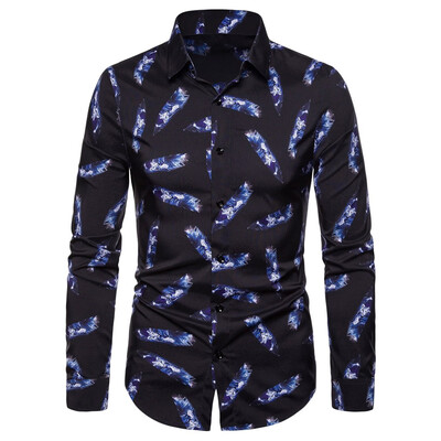 

Tailored Mens Casual 3D Printing Colorful Slim Long Sleeve Dress Shirt Blouse Tops