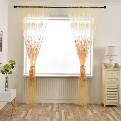 

Gobestart Leaves Sheer Curtain Tulle Window Treatment Voile Drape Valance 1 Panel Fabric