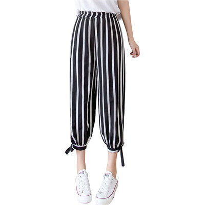 

Fashion Women High Waist Casual Pant Wide Leg Elastic Waist Loose Beach Trousers