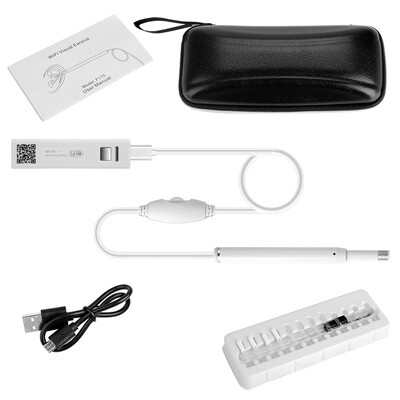 

Wireless Otoscope WiFi Endoscope Camera 55mm HD 720P Lens Visual Ear Cleaning Earpick with 6 Adjustable LED Lights for IOS Androi
