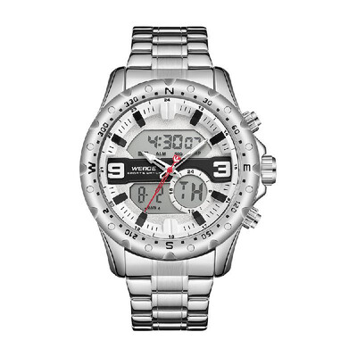 

WEIDE WH8502 Dual Display Two Movement Digital Quartz Men Watch 3ATM Waterproof Business Sports Luminous Military Watch Dual Time