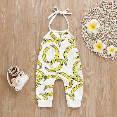 

Summer Infant Baby Sleeveless Pineapple Banana Print Backless Romper Jumpsuit