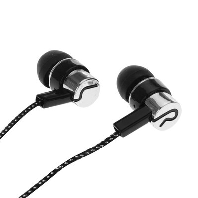 

MP3mp4 Earphones with microphone In Ear 11M Reflective Fiber Cloth Line Metal Earphones