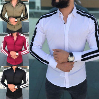 

Men Luxury Slim Fit Dress Shirt Long Sleeve Stylish Formal Casual T-shirt Top