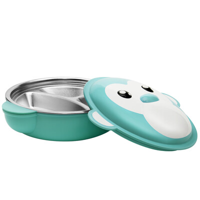 

Taifu high childrens tableware water injection insulation bowl stainless steel baby separation plate 300ML blue