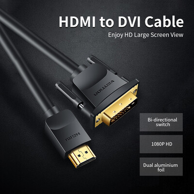 

VENTION HDMI to DVI Cable DVI to HD Adapter 1080P Bi-directional Switch for Laptop PS4 Displayer TV 1m 2m 5m 8m