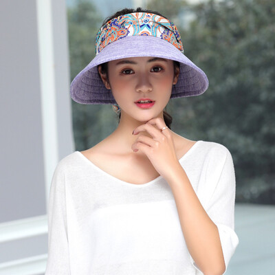 

New Korean version of the empty top hat sackcloth breathable folding summer sunshade cap tourist beach cap