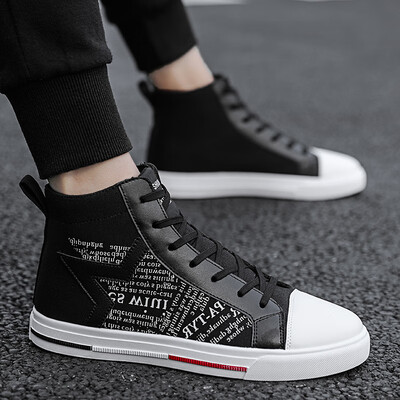 

In summer the new high-heeled canvas shoes boys teenagers street white board shoes trendy shoes street white board shoes st