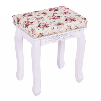 

White Cushioned Vanity Stool Piano Seat
