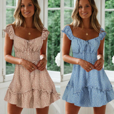 

Women Summer Boho Mini Short Dress Evening Cocktail Party Beach Dresses Sundress