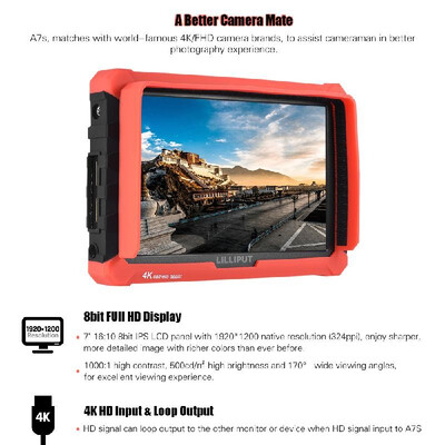 

LILLIPUT A7s 7inch 1920 1200 FHD IPS Screen Camera Field Monitor Display with HD IN OUT Support 4K Signal 10001 High Contrast 5