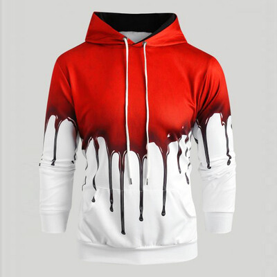 

Toponeto Halloween Women Men Couples Blood Print Long Sleeve Hoodie Sweatshirt Pullover