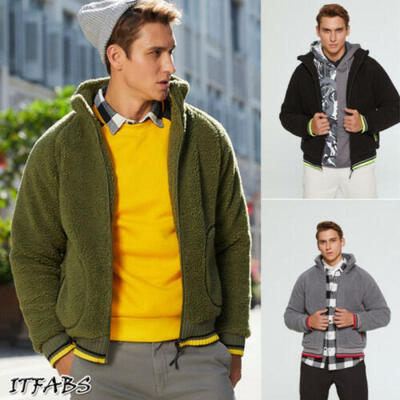 

Mens Winter Teddy Bear Pocket Fluffy Coats Fleece Fur Jackets Outerwear Jumper