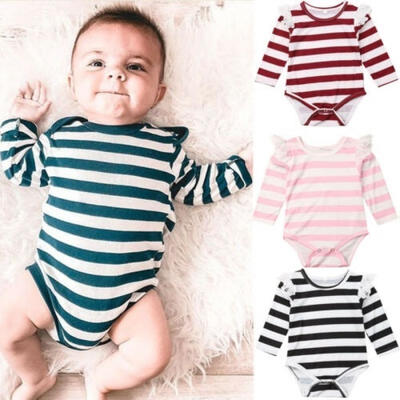 

Newborn Infant Baby Girls Cotton Stripe Romper Jumpsuit Bodysuit Outfits Clothes