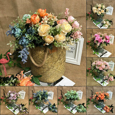 

Artificial Fake Peony Silk Flowers Bridal Hydrangea Home Wedding Garden Decor