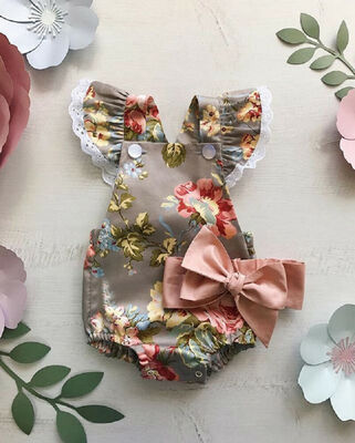 

SUNSIOM Lace Newborn Baby Girl Flower Romper Jumpsuit Playsuit Outfits Clothes Summer UK