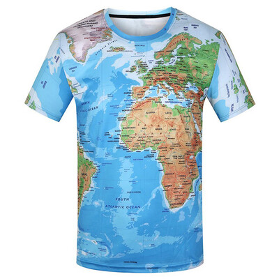 

3D Map Printed Short Sleeves T-shirt