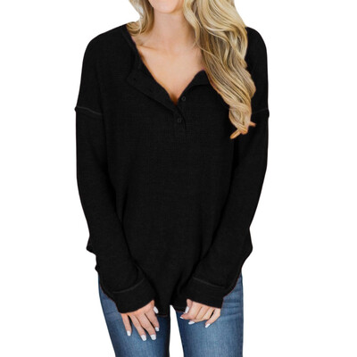 

Nomeni Top Plus Size Womens Long Sleeve Button Patchwork Blouse Fashion T-shirt