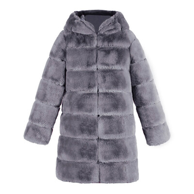 

Toponeto Women Fashion Luxury Faux Fur Coat Hooded Autumn Winter Warm Overcoat