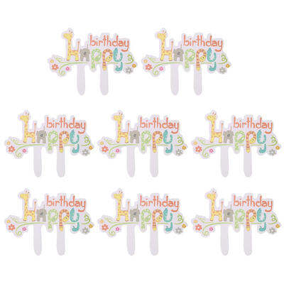 

8pcsLot Children Kids Happy Birthday Party Cupcake Toppers Cake Bake Decor