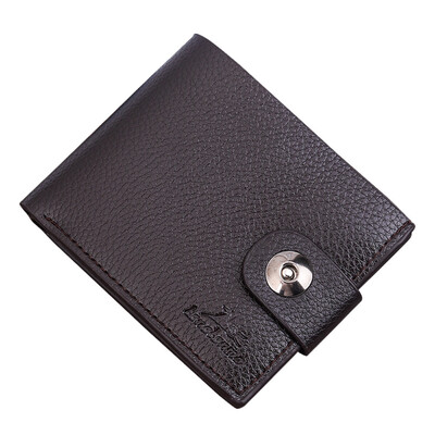 

Tailored Men Solid Color Vintage Hasp Lichee Pattern Multi Card Position Wallet Black