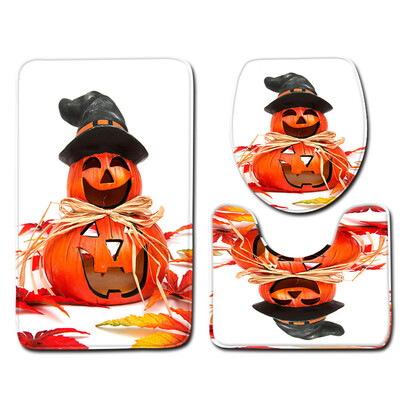 

〖Follure〗Halloween Happy Toilet Seat Cover&Rug Bathroom Set Halloween Decor
