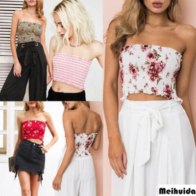 

Strapless tube top Sexy Vest Sleeveless Crop Top Lady Bandeau Top New