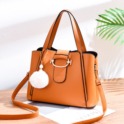 

2019 new European&American big bag shoulder bag simple handbag diagonal bag PU leather fashion handbag