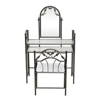 

Vanity Table Set Makeup Dressing Table with Cushioned Stool Easy Assembly Gift for Woman Bronze