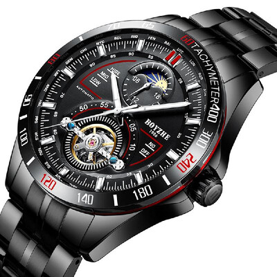 

BOYZHE brand mechanical watch fashion mens watch luminous waterproof steel strap watch manufacturers Chengzhao agent Silver belt