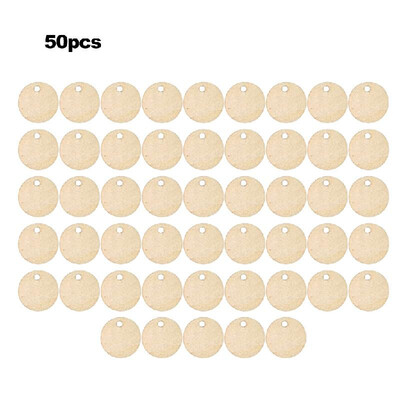

50pcsset Unfinished Wooden Cutout Round-shape Hanging Slices with a Hole DIY Wood Crafts Props for Festival Party Home Decoration
