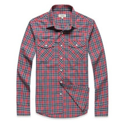 

NATINY mens pure cotton ground plaid long-sleeved shirt NA125149