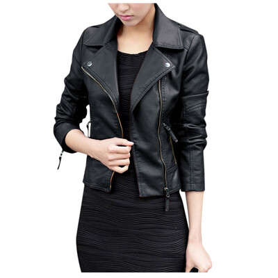 

Toponeto Trendy Women Leather Zipper Jacket Slim Biker Motorcycle Coat Punk Outwear
