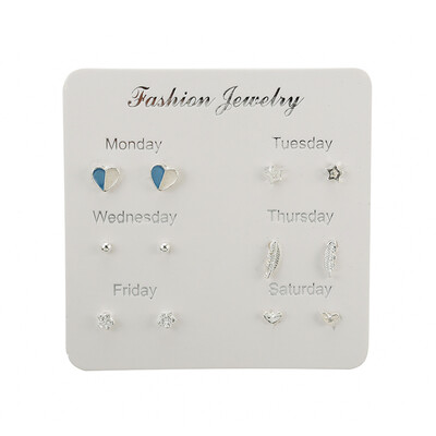 

6 Pairsset 2019 New Earrings for Women Stars Heart Cute Earring Fashion Jewelry Monday To Saturday 6 Pairs Earrings