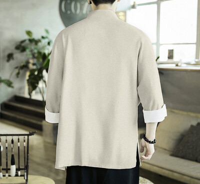 

Toponeto Chinese Fashion Mens Cotton-linen Short-sleeved Top in Spring&Summer