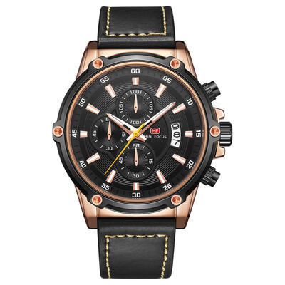 

MINI FOCUS MF0175G Business Quartz Wristwatches Luminous Calendar Watch With Leather Strap For Men