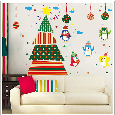 

Creative Christmas Tree Penguin Cartoon Decoration Window Wall Stickers