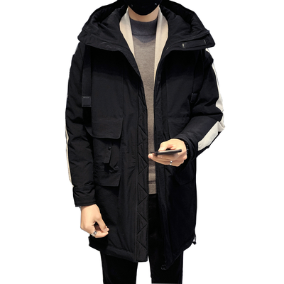 

ZHUO DENG NU Mens Mid-length Cotton Jacket Tooling Loose Hoodie