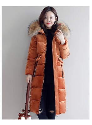 

Winter 2018 new down cotton jacket womens velvet large fur collar long size thick cotton jacket