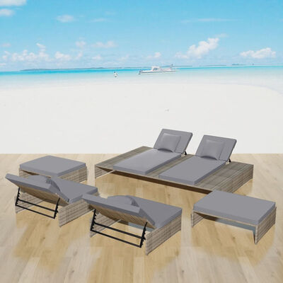 

Outdoor Lounge Set 15 Pieces Poly Rattan Gray