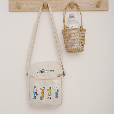 

Mobile Messenger Bag Female Summer Student ins Wind Japanese Original Wind ulzzang Simple Single Shoulder Canvas Bag