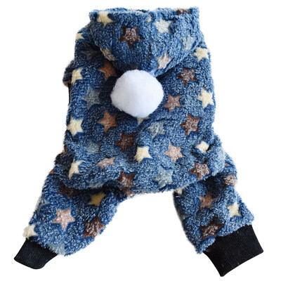 

Winter Warm Pet Dog Clothes Thickened Clothes Coral Velvet Costume 4 Legged Hooded Paws Printed Coat For Dogs Clothing