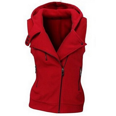 

Roseonmyhand Womens Winter Hooded Zip-Up Vest Sleeveless Pockets Jacket Coat With Zipper