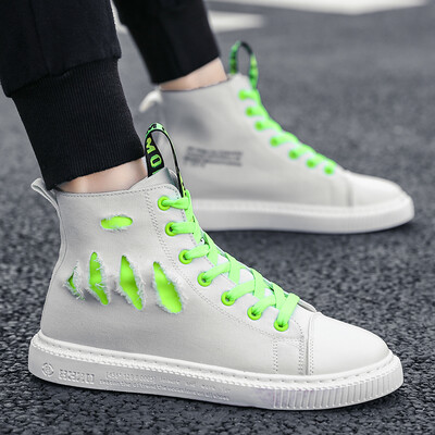 

Mens shoes fall trend Korean version of high canvas board shoes Joker casual holes student sports shoes
